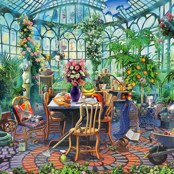 Ravensburger Premium 500 Piece Puzzle 2019 Eclectic Botanical Sunroom 19 x 14 - Picture 2 of 8
